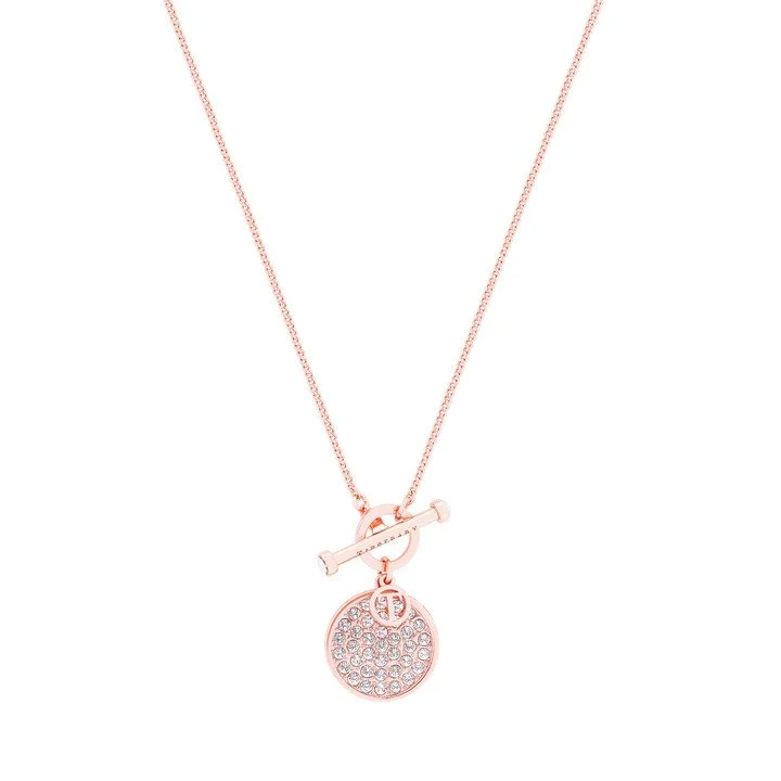 T-BAR PENDANT ROSE GOLD PAVE SET CIRCLE