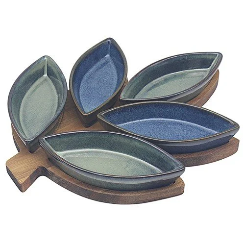Acacia Lustre 5 Dishes Tray