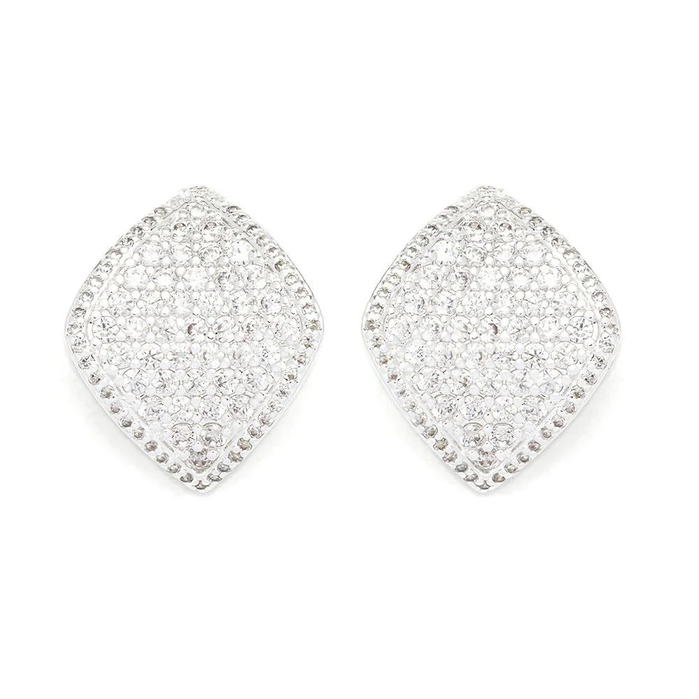 Crystal Encrusted Diamond Shape Earrings
