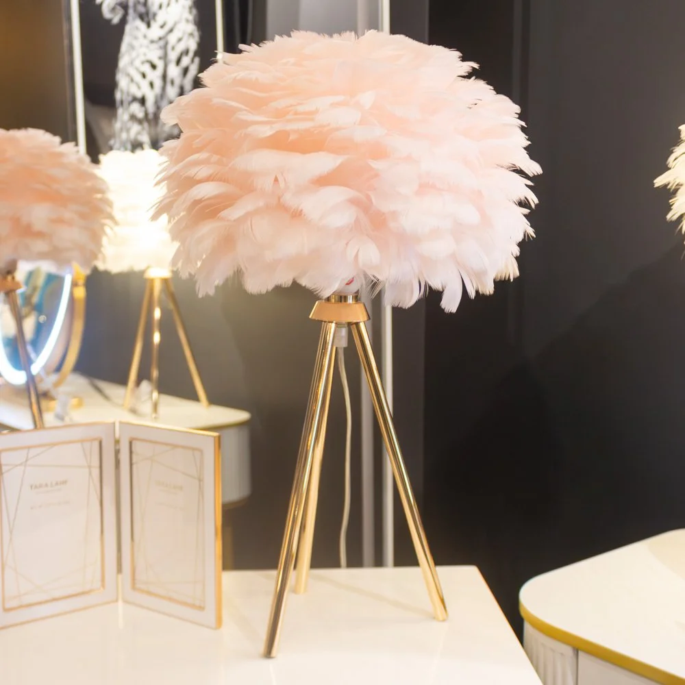 Feather table lamp pink 50cm