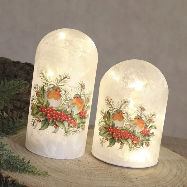 LED Robin Dome Decoration 15cm