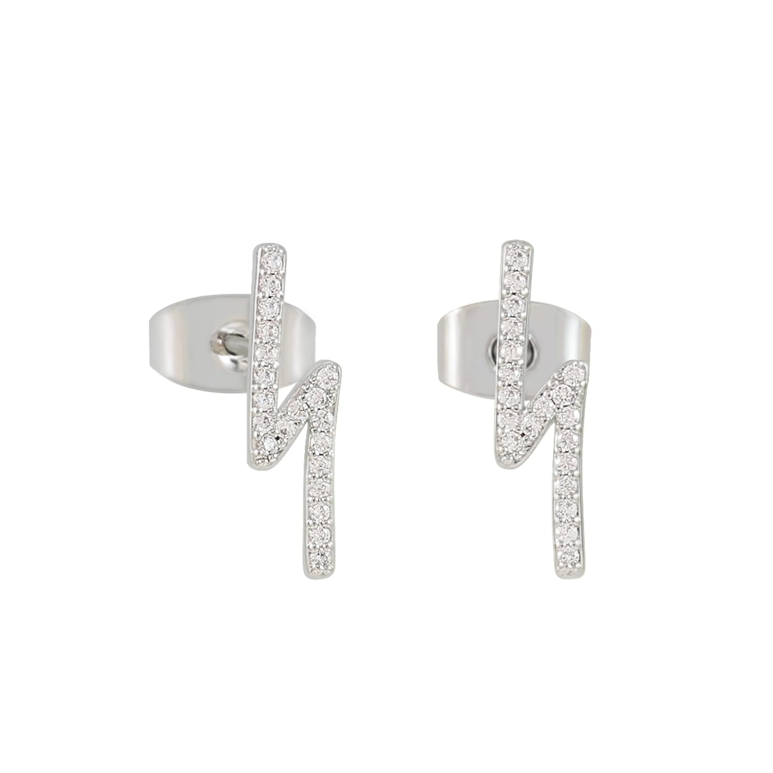 TC LIGHTNING –Stud Earrings with CZ Silver