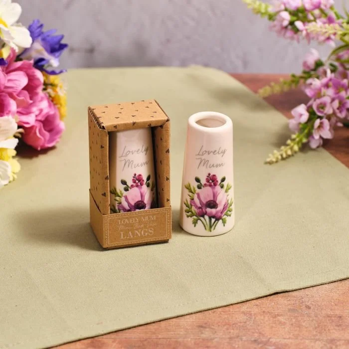 Floral Serenade Stoneware Lovely Mum Mini Vase