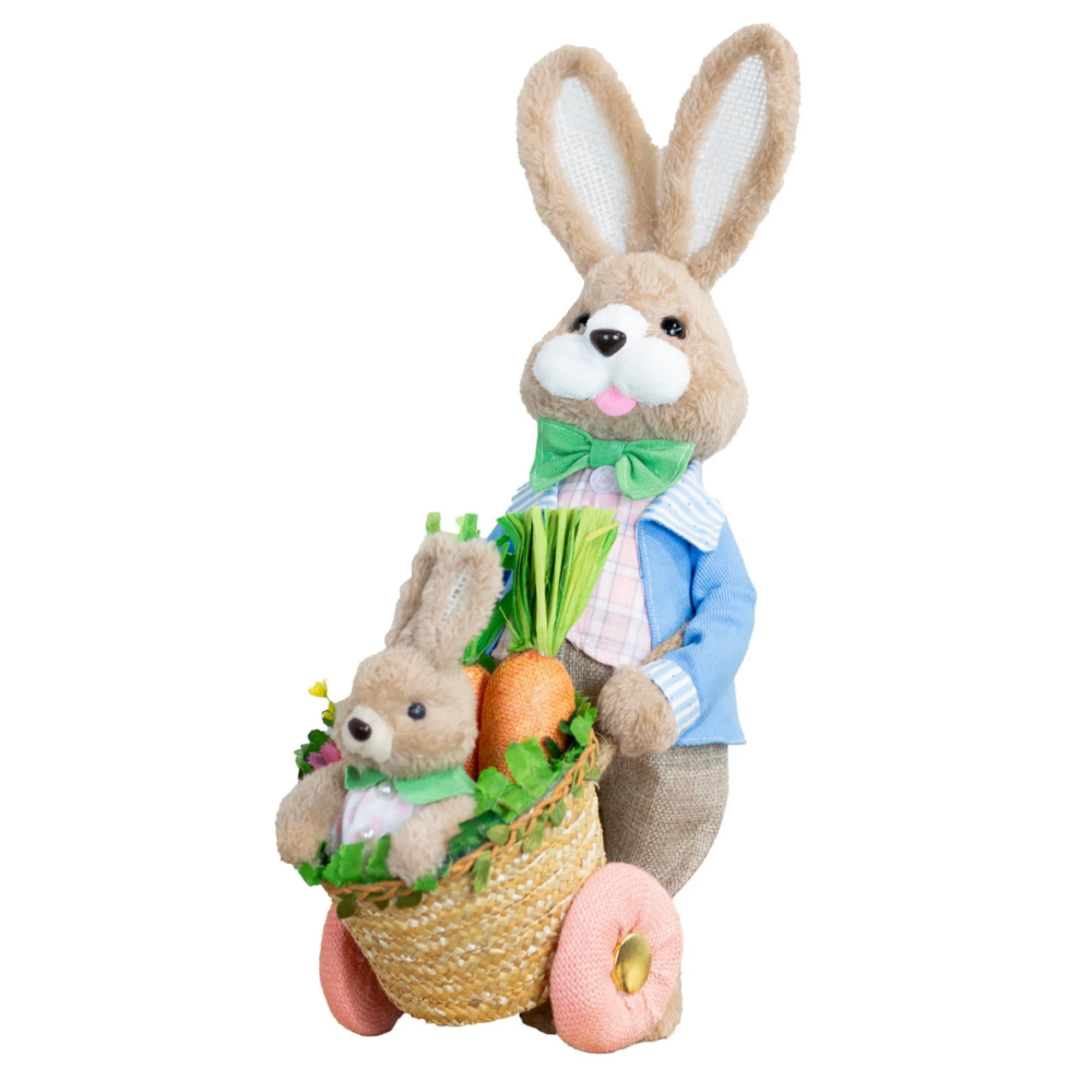 Easter Bunny With Cart Boy 42cm
