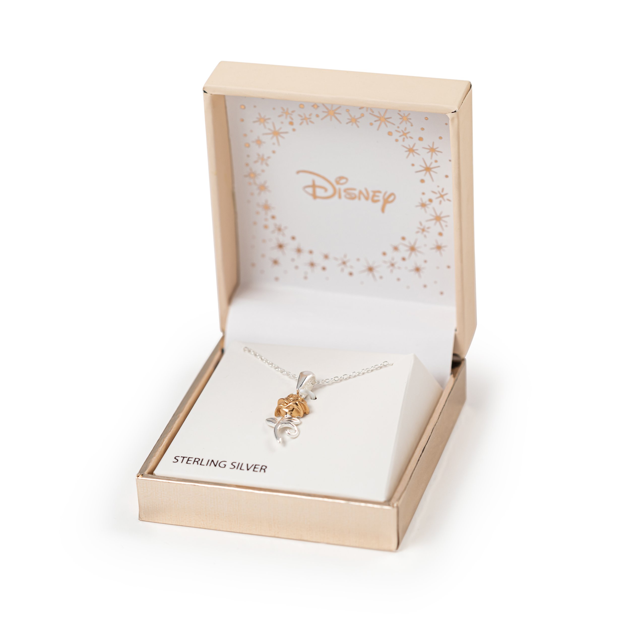 DISNEY PRINCESS ROSE STERLING SILVER TWO TONE NECKLACE