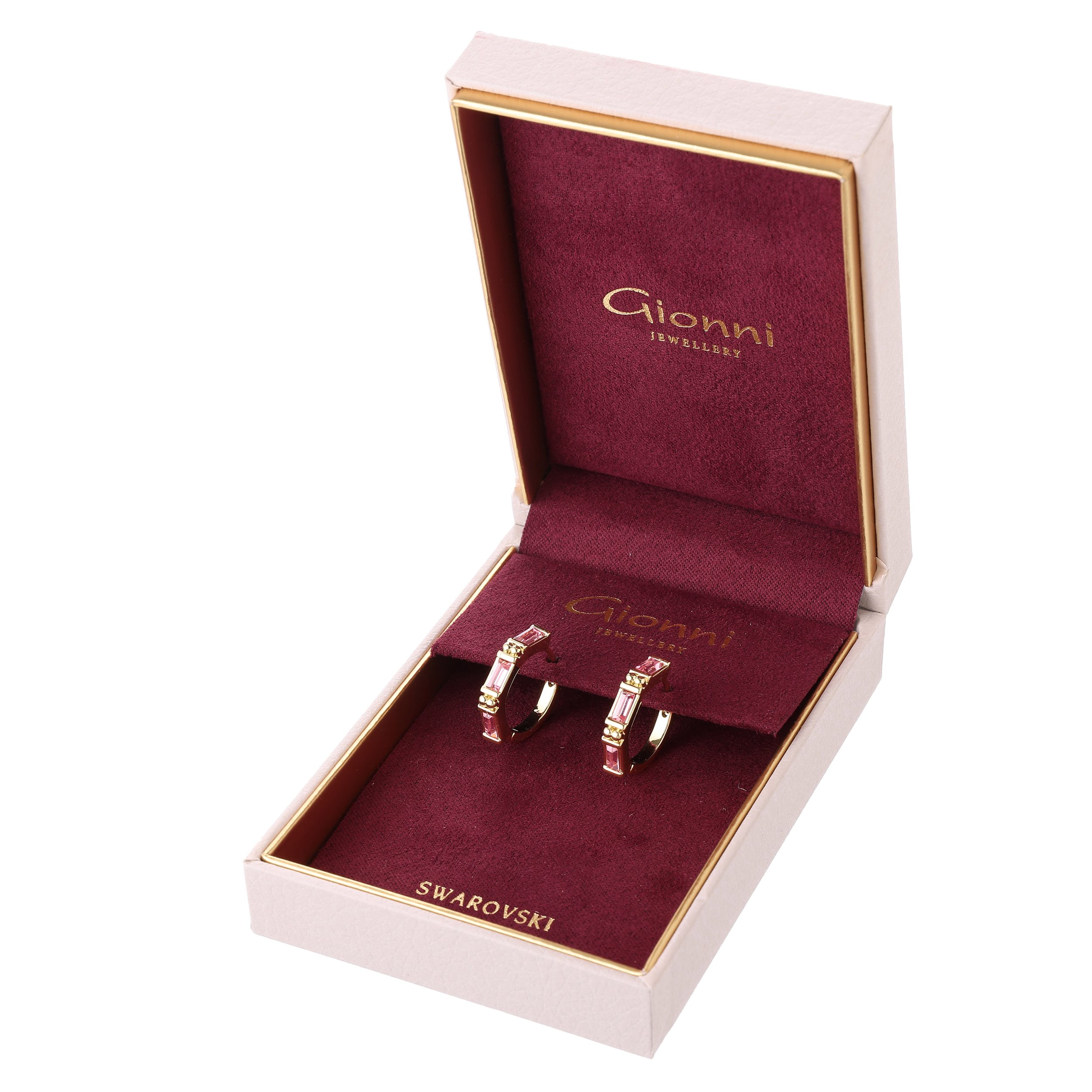 Baguette Crystal Hoops Gold