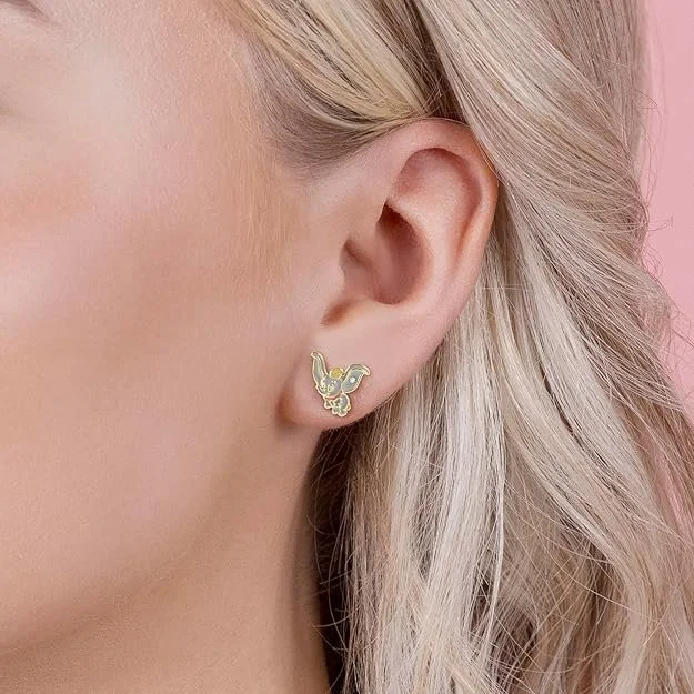 Disney Girls Dumbo Elephant Stone Set Stud Earrings