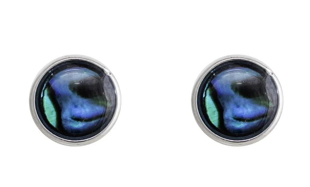 Paua Shell Round Stud Earrings