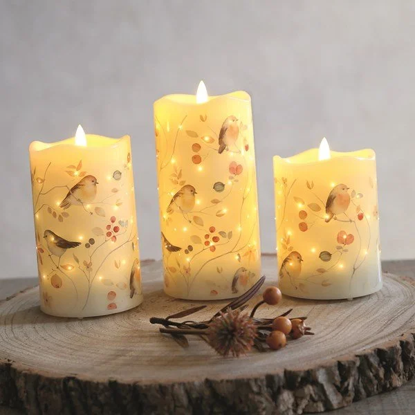 LED Robin Candle 7.5cmx10cm