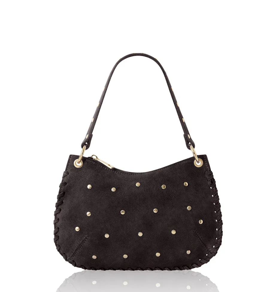 Suede Studded Shoulder Bag