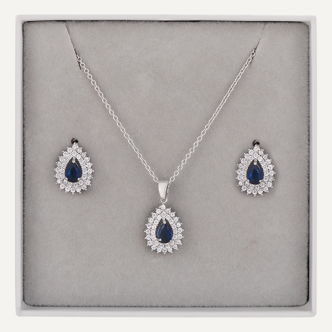 SAPHIRE STYLE NECKLACE AND EARRING SET