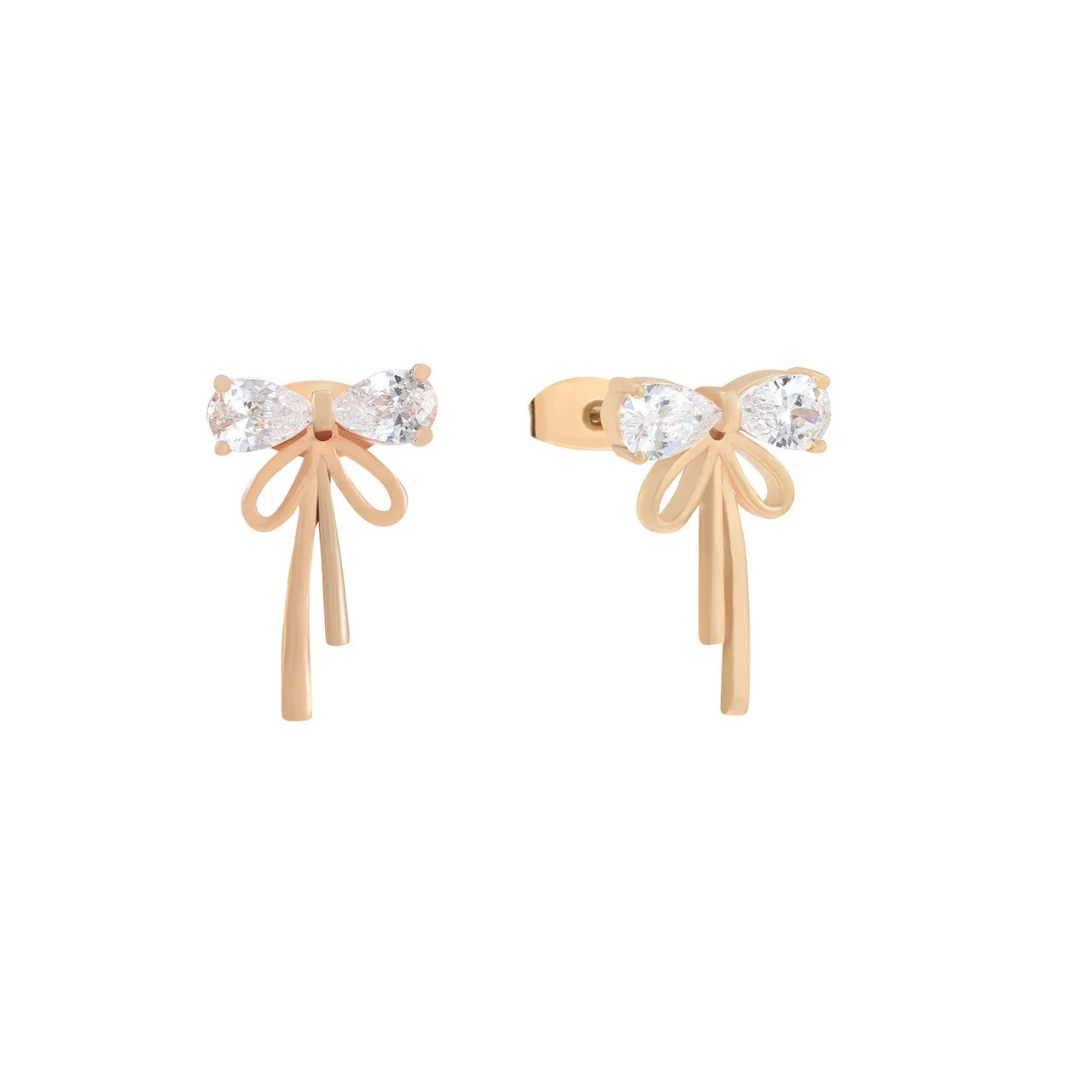 Tc Bow - Crystal Stud Earrings Gold