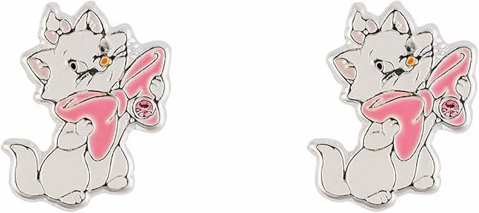 Disney Aristocats Marie Silver Plated Stud Earrings