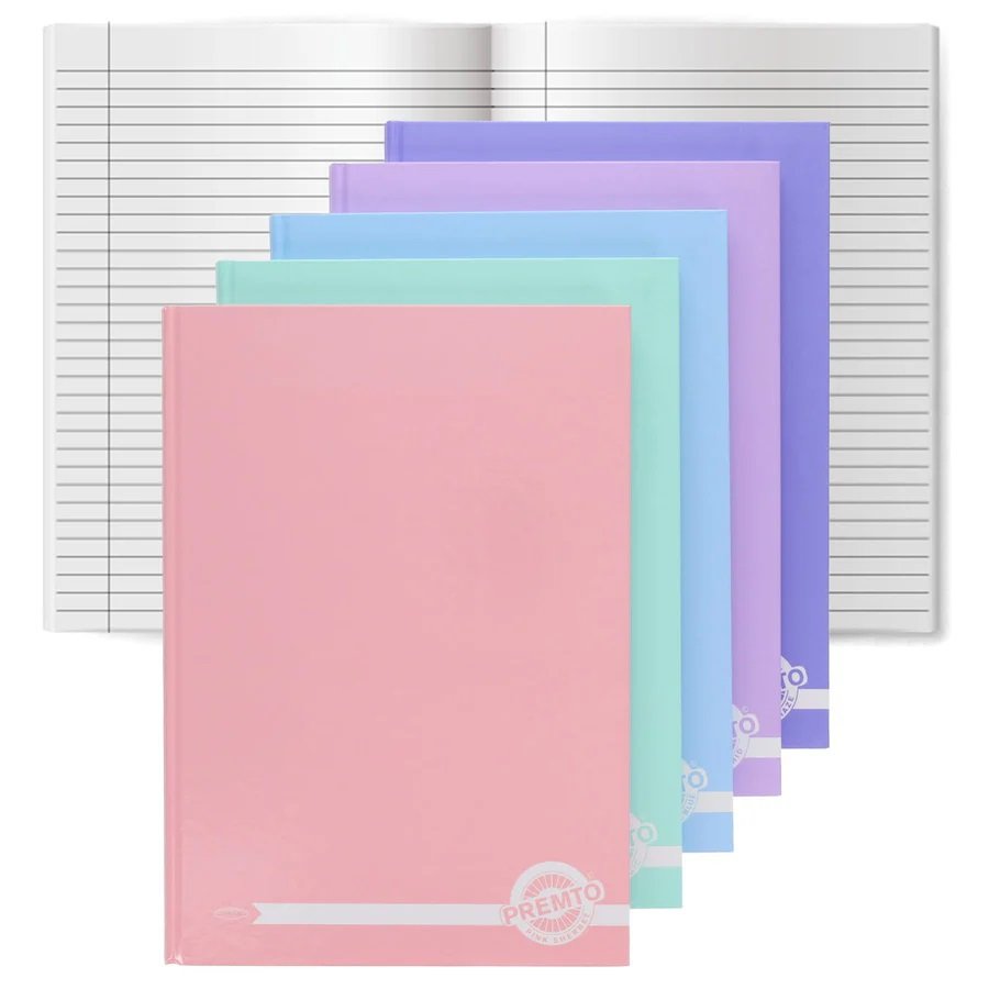 Premto - Hardback Notebook - A4 - 160 Page - Assorted - Pack of 5