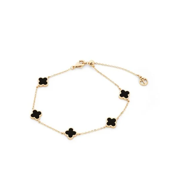 TC FLEUR COLLECTION 5 BLACK ONYX FLEUR BRACELET GOLD