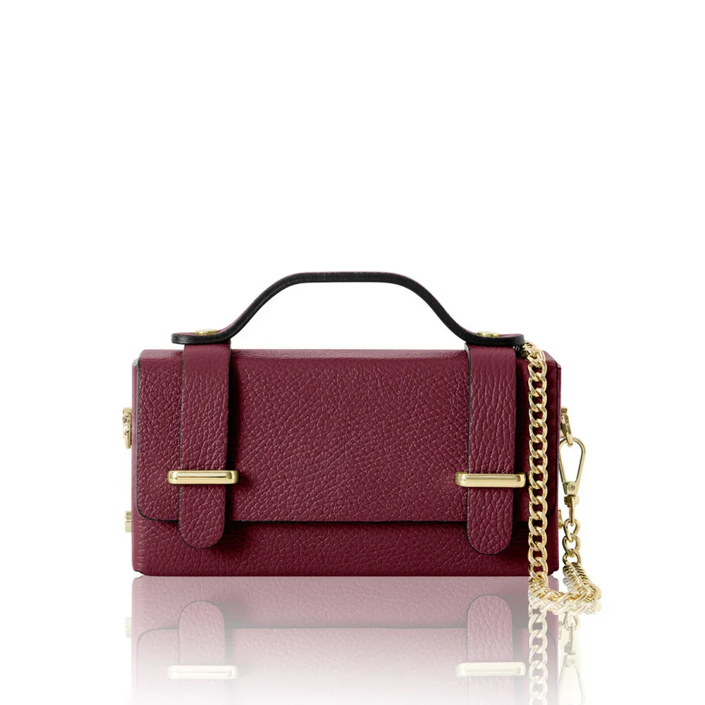 Italian Genuine Leather Mini Box Bag –Top-Handle & Crossbody