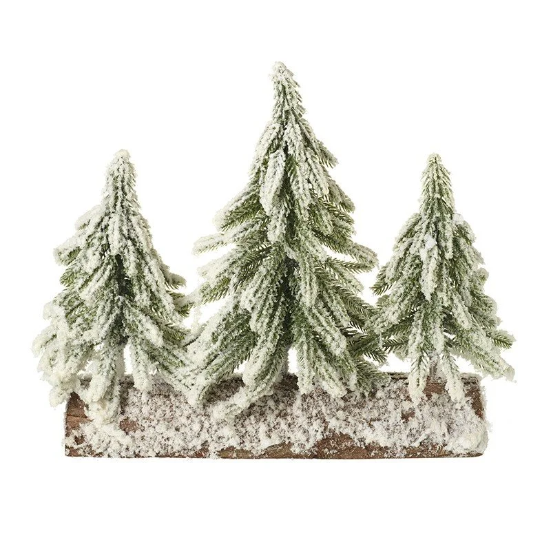 Three Snowy Trees On Log