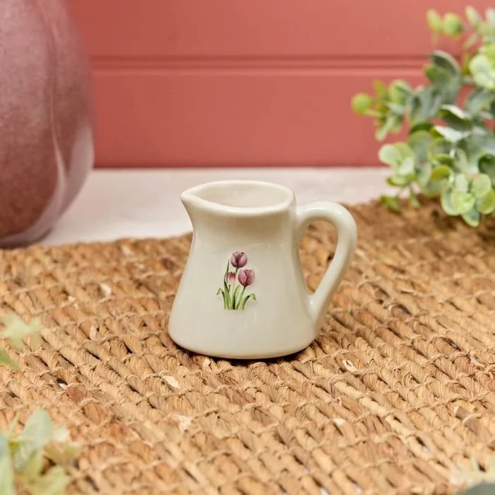 TULIP MINI JUG PALE GREY EMBOSSED STONEWARE