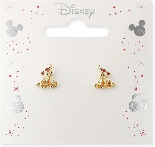 Disney Girls Bambi Gold Plated Stone Set Stud Earrings