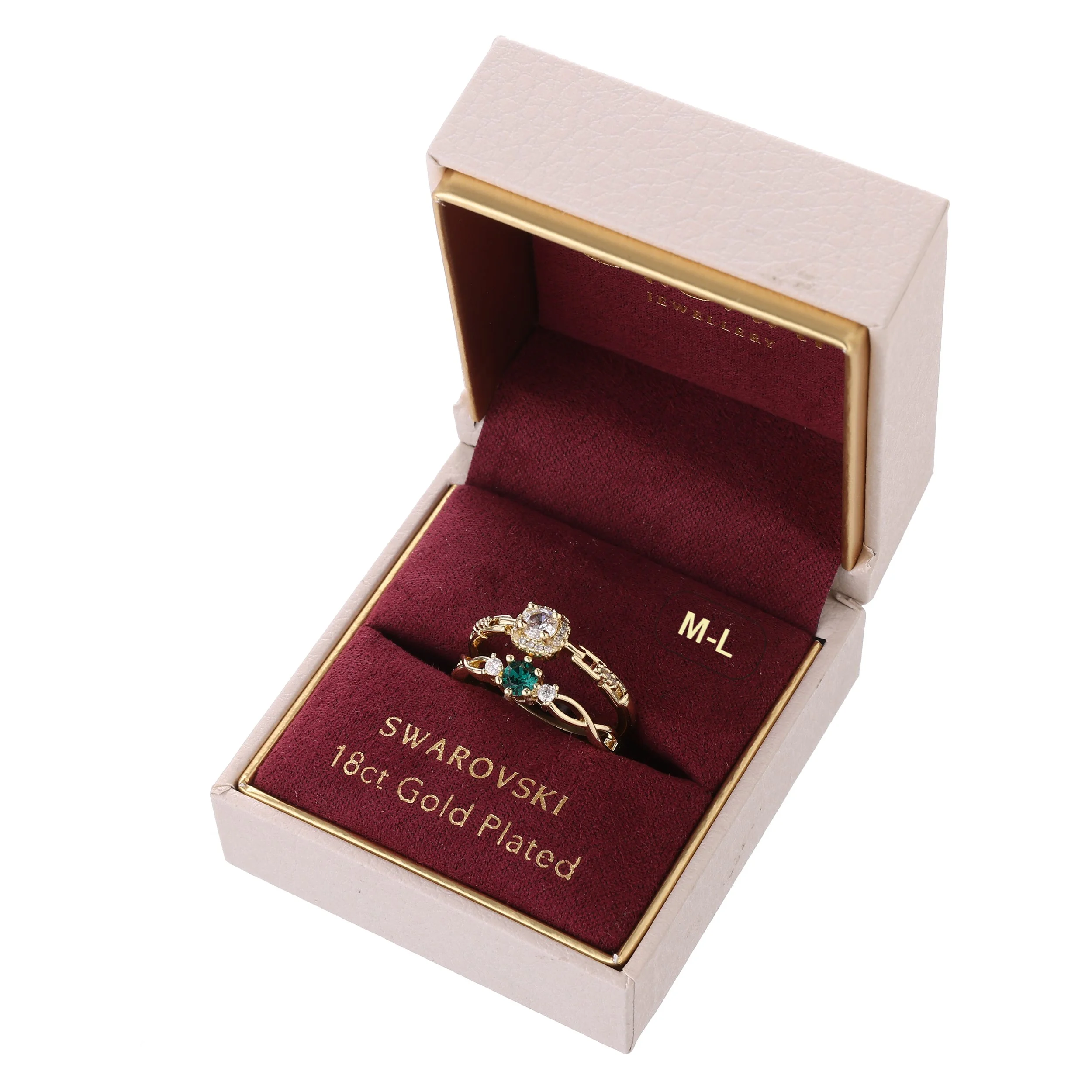 Mixed Emerald Crystal Ring 2 Pack