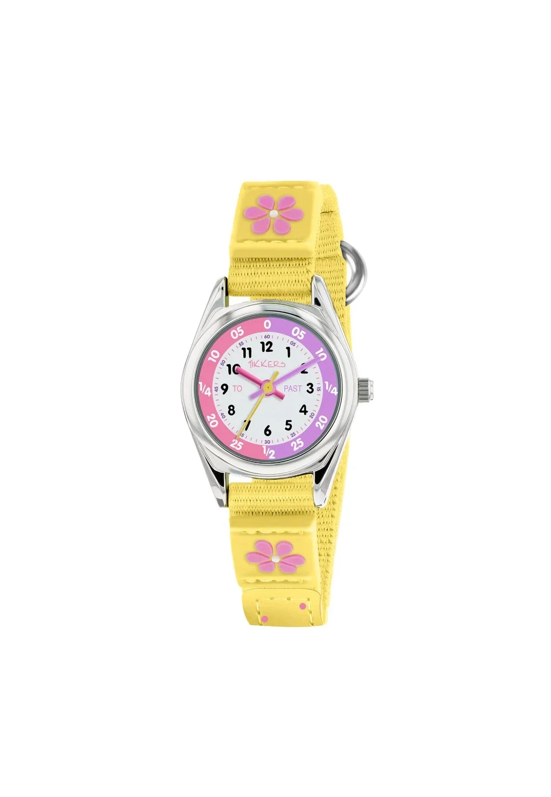 Tikkers Girls Yellow Fabric Strap Flower Time Teacher Watch TK015
