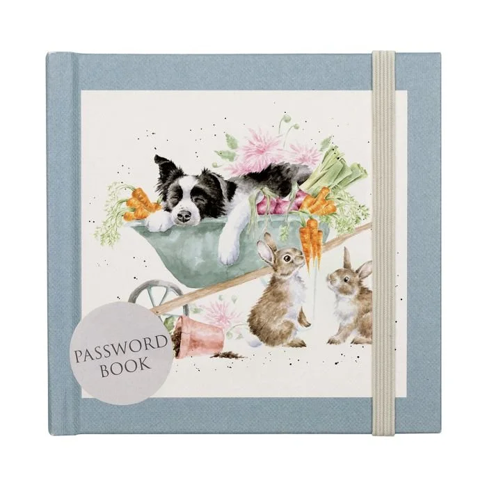 Sleeping on the Job' Border Collie and Rabbit Password Book