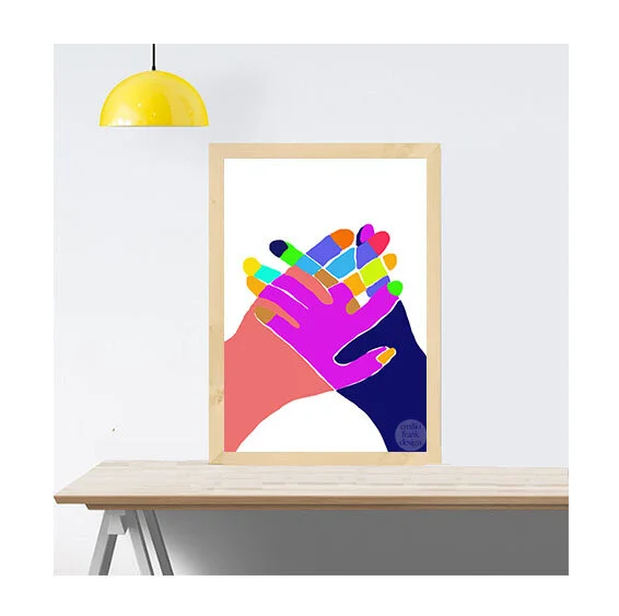 hand in hand, Australian art, modernist, vibrant, artwork, colourful, hands, community