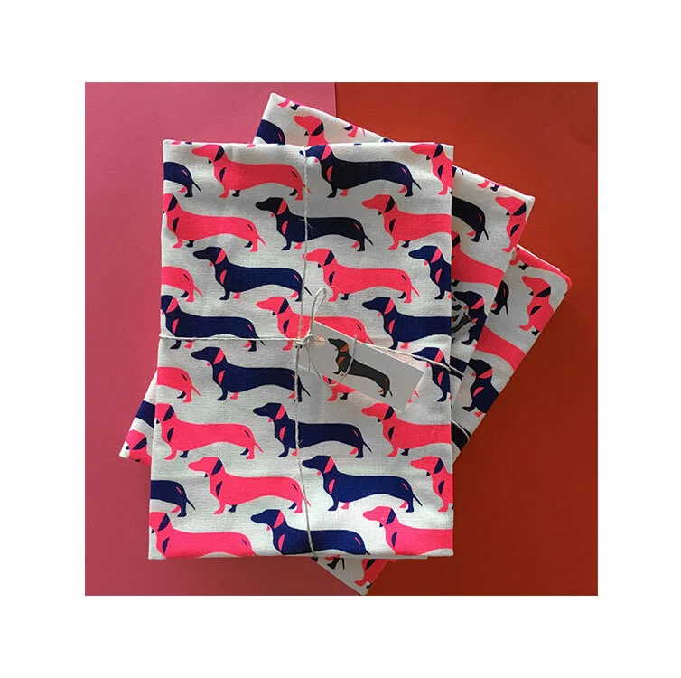 Dachshund, neon pink, indigo, sausage dog, screen print, made in Australia, cotton, doxie