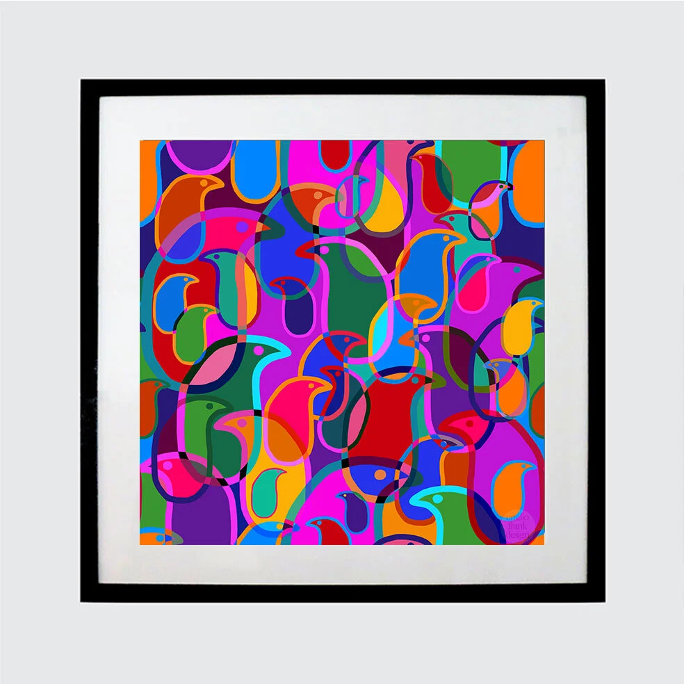 Birds' Eye View - Mid Century design, multicolour, modernist, Australian , interior style, colourful limited edition