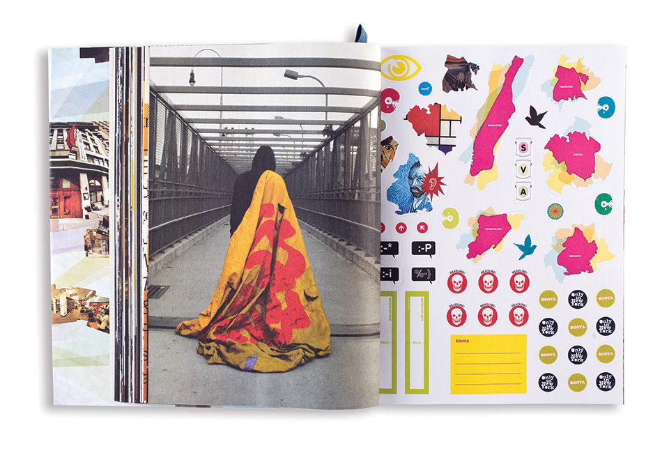This edition had 4 sticker pages within the lightweight book, so that a potential student could design their own cover... or put them on their laptop.
