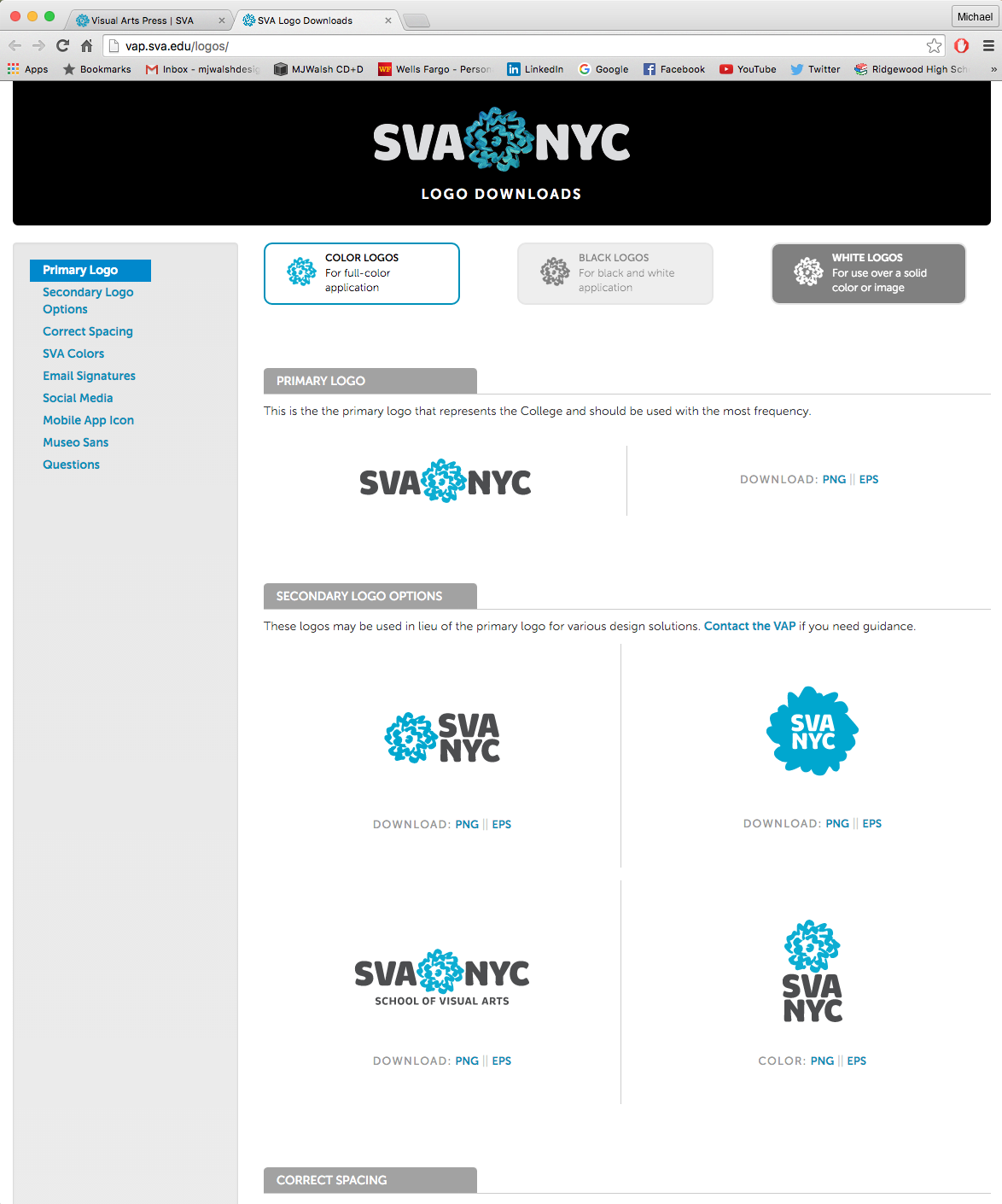 Designed the interface for logo downloads for in-house use