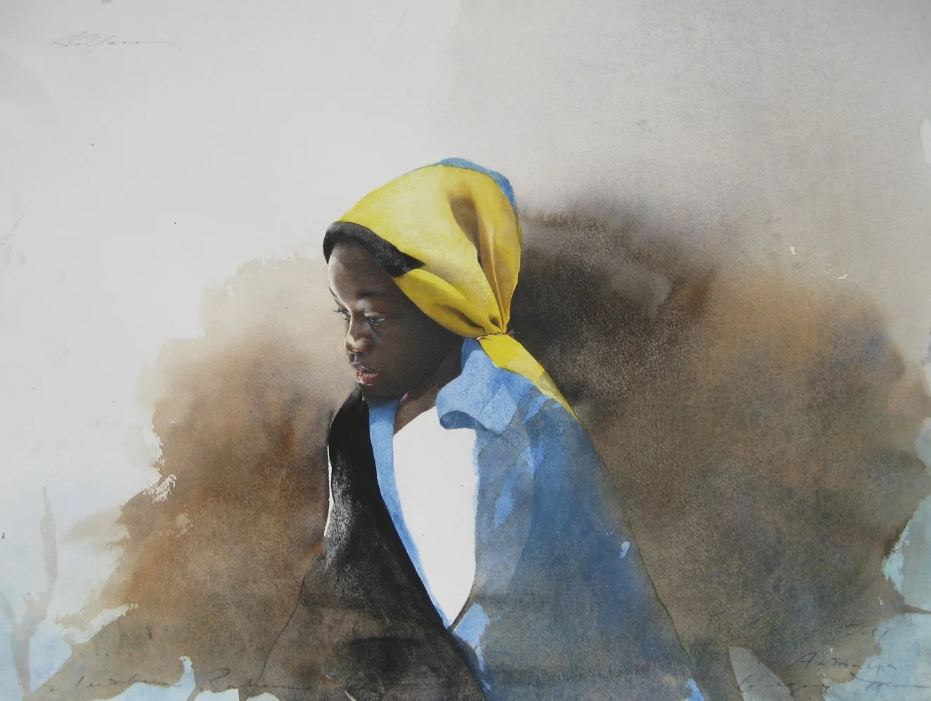 Antwonya, Eleuthera 2011 (Study for Pride) by Stephen Scott Young Framed, Original, Watercolor on Paper 15 1/2 x 20 3/4 inches