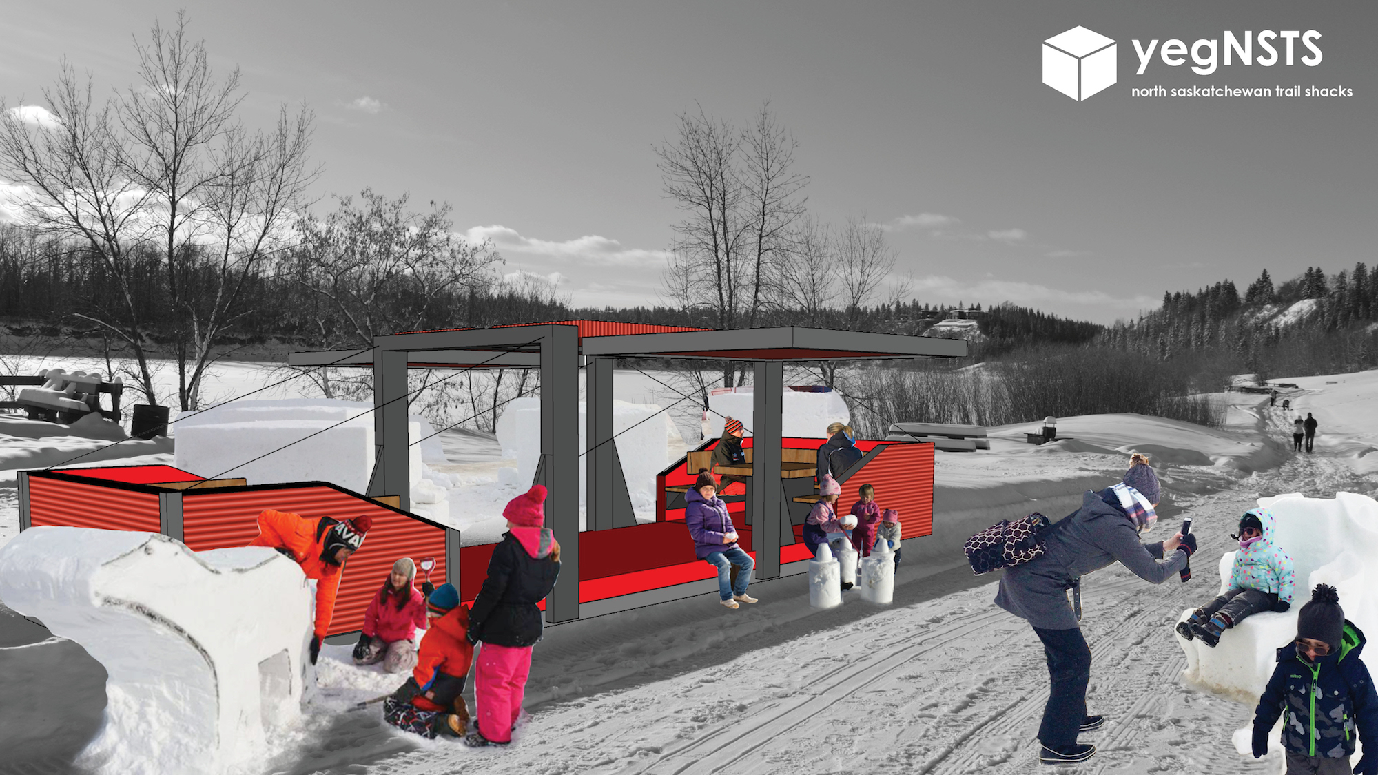 Renderings of possible pavilions. Courtesy of Matt Roper.