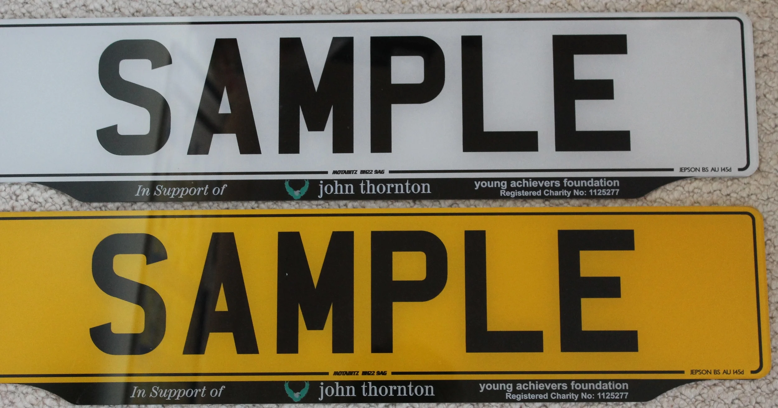 JTYAF Branded Car Number Plates