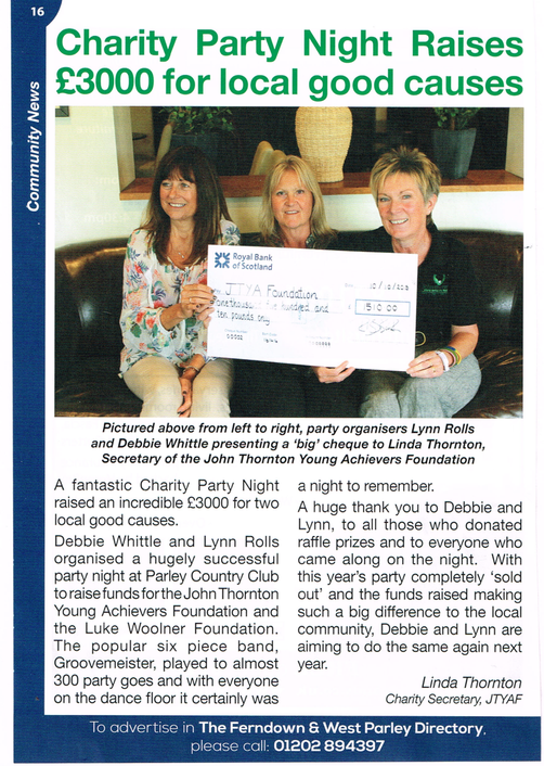 Charity party night raises £3000 for local good causes 