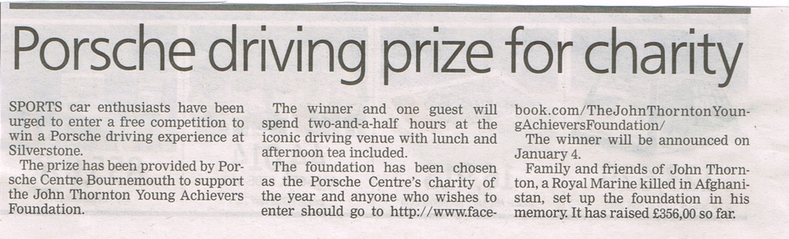 Porsche driving prize for charity