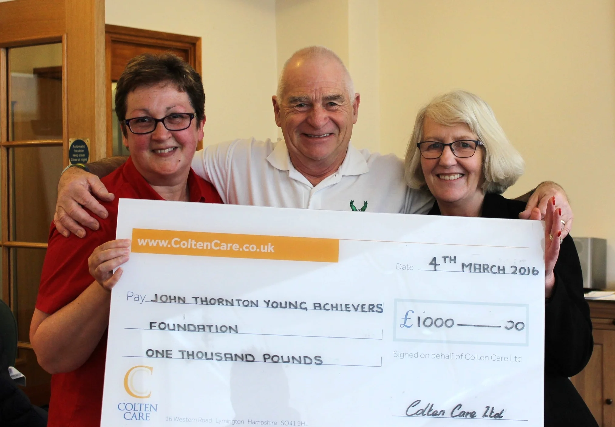 Amberwood House supports the JTYAF with £1000!