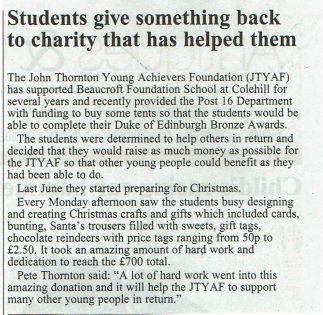 Students give something back to charity that has helped them