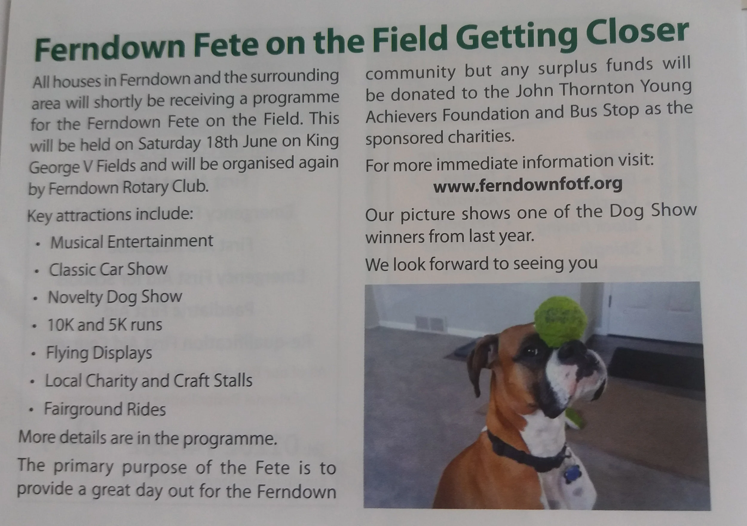 Ferndown Fete on the Field getting Closer