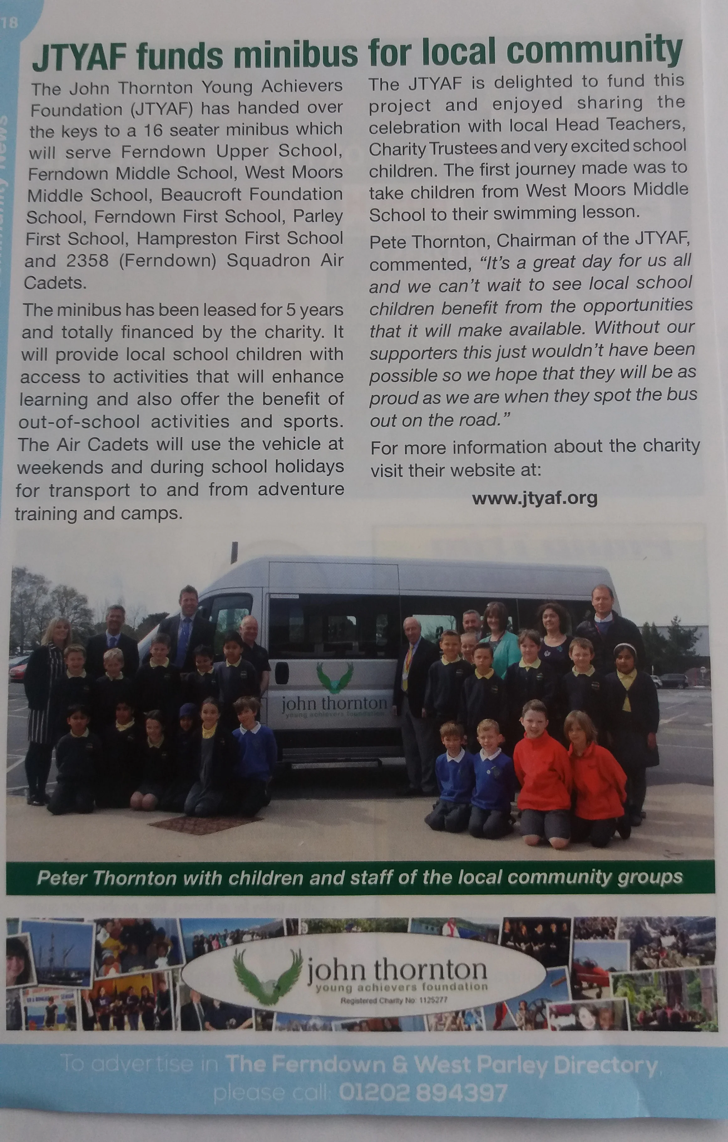 JTYAF Funds Minibus for Local Community