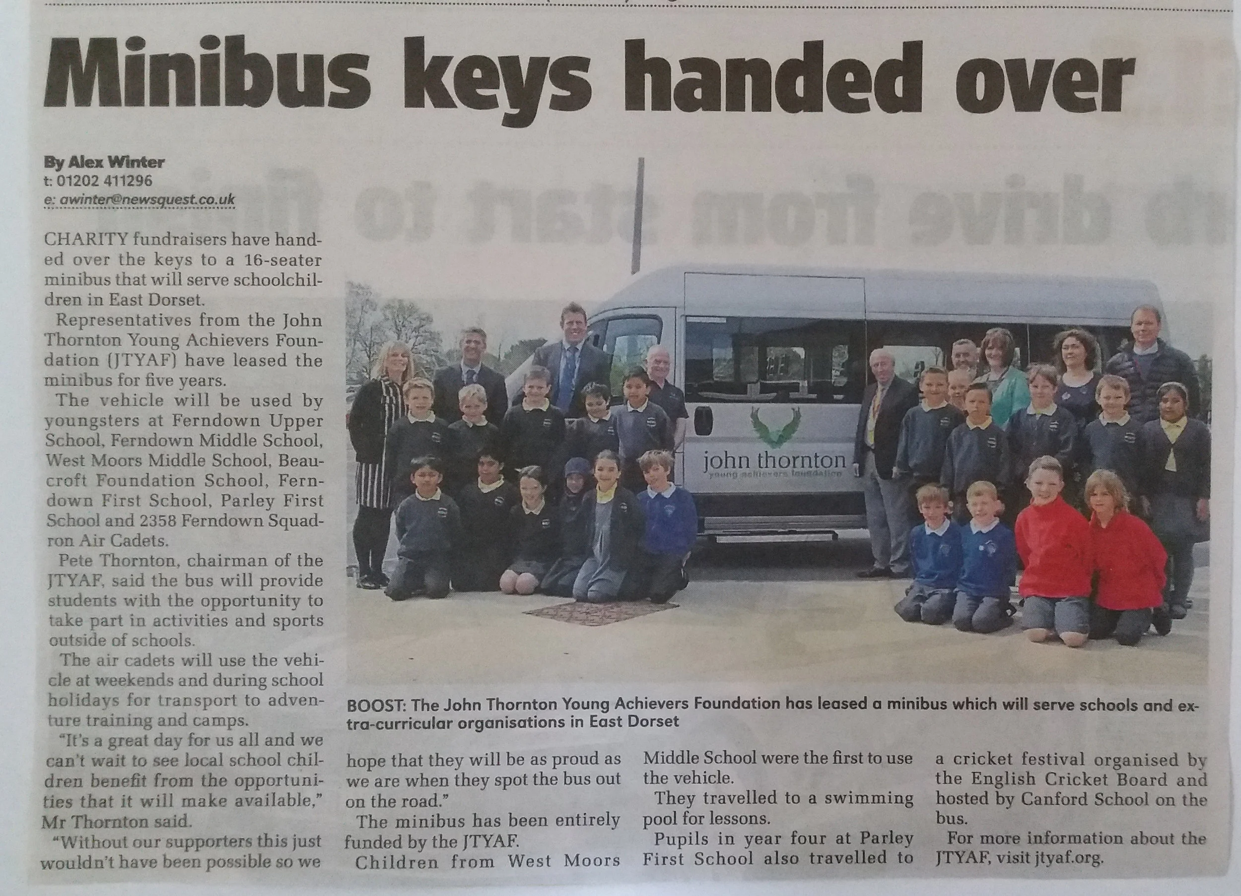 Minibus keys handed over