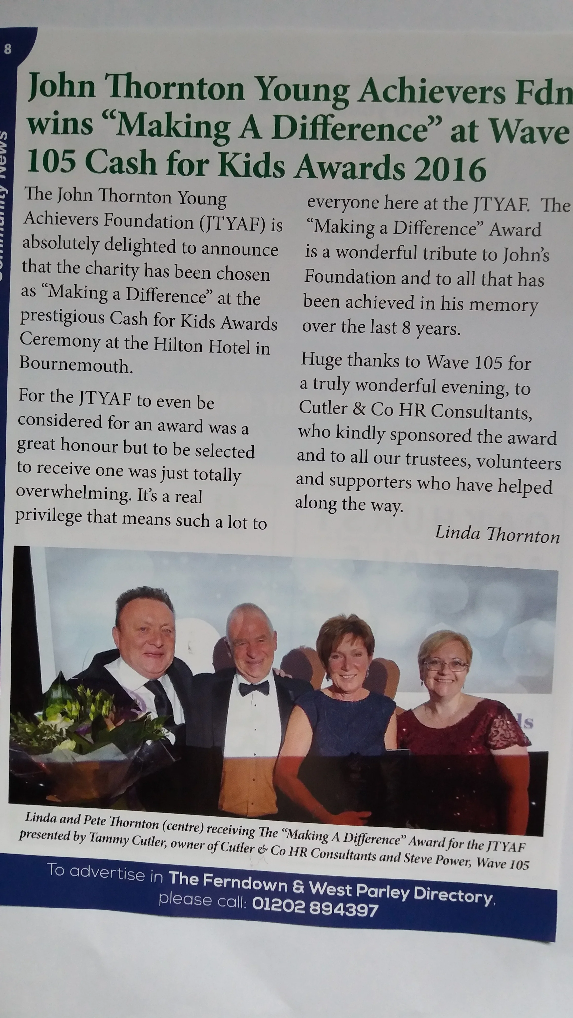 JTYAF wins "Making a Difference" Award