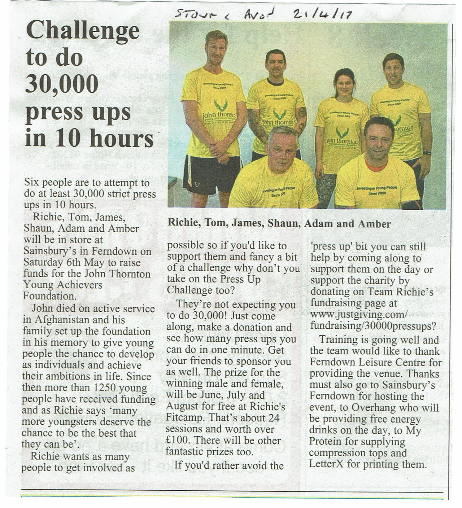 Challenge to do 30,000 press ups in 10 hours