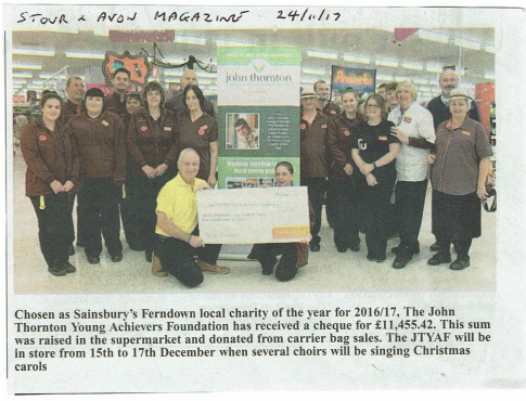 JTYAF Chosen as Sainsburys Local Charity of the Year