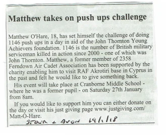 Matthew takes on push ups challenge