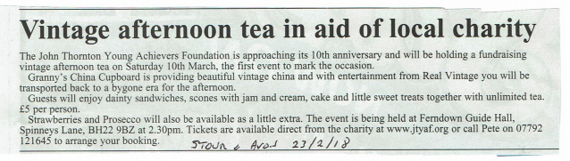 Vintage afternoon tea in aid of local charity