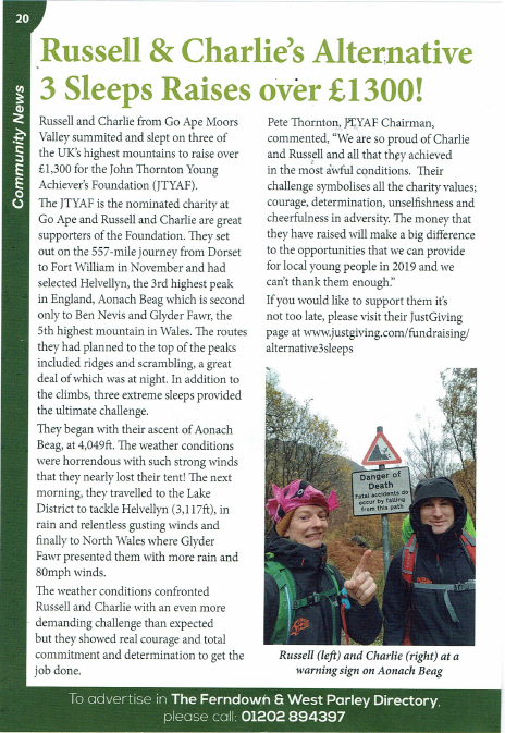 Russell and Charlie's Alternative 3 Sleeps Raises over £1300!