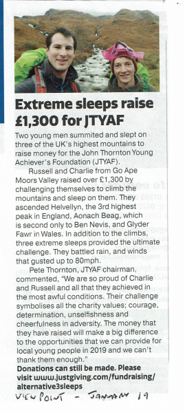Extreme sleep raise £1300 for JTYAF