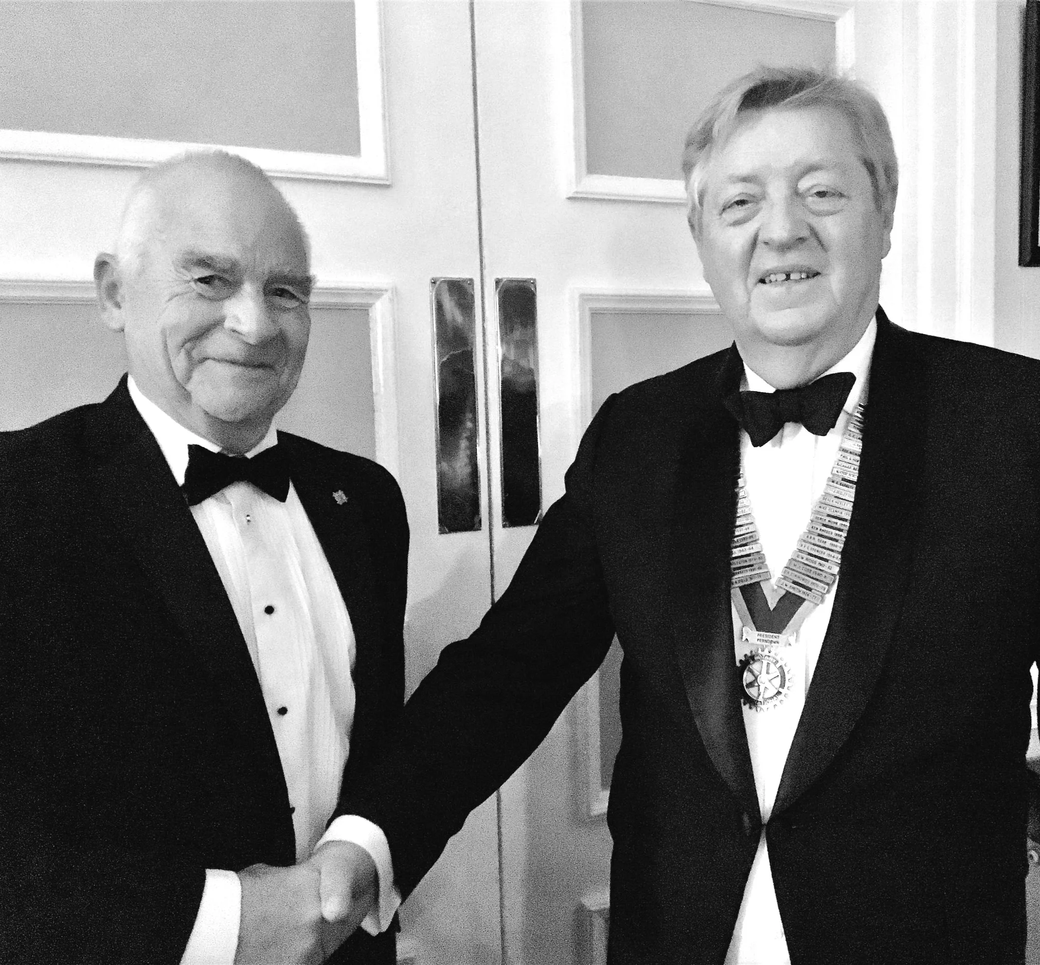 Pete Thornton left and Charlie Pellat President of Ferndown Rotary Club