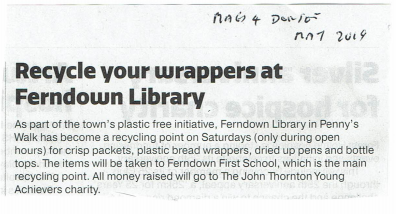 Recycle your wrappers at Ferndown Library